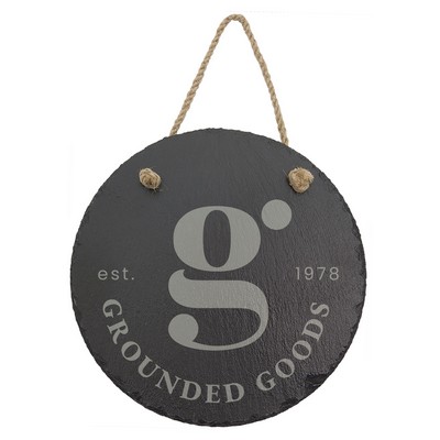 7¾" Round Slate Decor with Hanger String