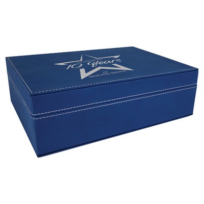 Engraved Faux Leather Gift Box, Blue, 10 1/4"(L) x 7 1/2"(W) x 3 3/8"(H)