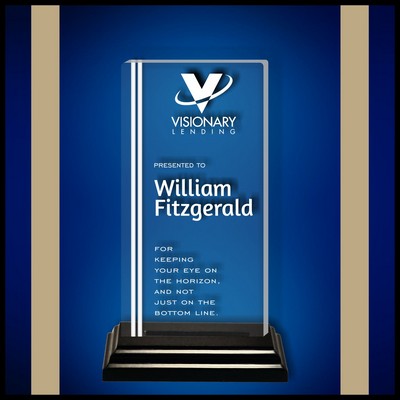 8" Rectangle Clear Acrylic Award with a Black Wood Base