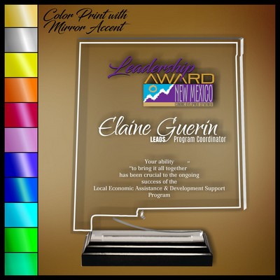 11" New Mexico Clear Acrylic Award with Color Print and Mirror Accent