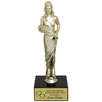9 ½" Beauty Queen Trophy w/Black Marble Base