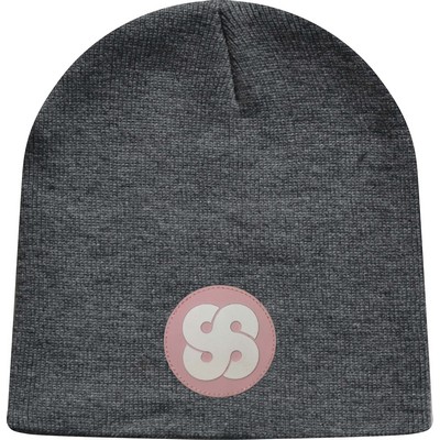 Classic Cuffless Beanie with Soft Rubber Patch