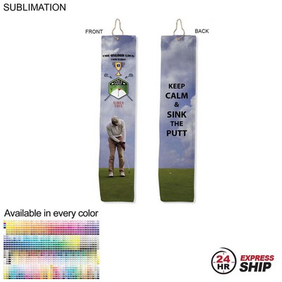 24 Hr Express Ship - Plush Velour Terry Cotton blend Golf Towel, Finish size 6x25, Trifold