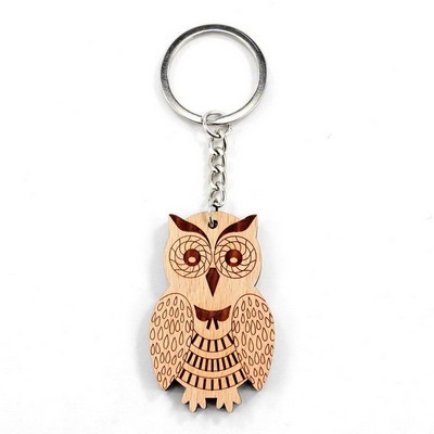 Owl Wood Keychain