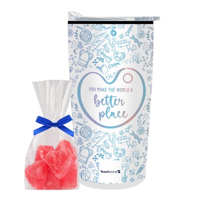 Promo Revolution- 20 Oz. Straight Tumbler w/Plastic Liner Gift Set w/Valentine's Day Sugar Hearts