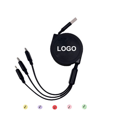 Custom Retractable 3 in 1 Charging Cord Cable MOQ 100pcs