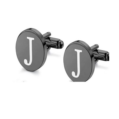 Stainless Steel Engraved Initial Cufflink