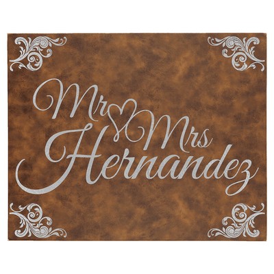 16" x 20" Rustic/Silver Leatherette Wall Decor with Sawtooth Hanger