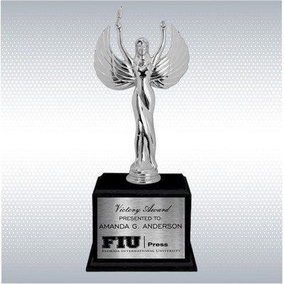 12 3/4" Silver Metal Female Victory on Matte Black Finish Base Trophy