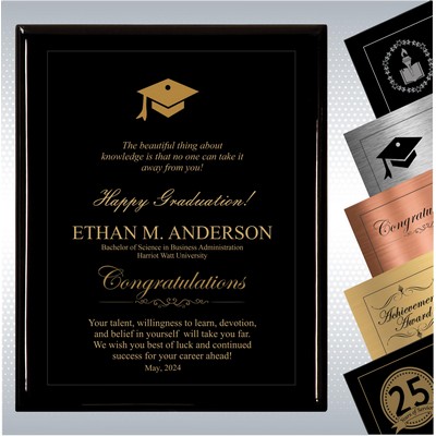 Black Piano Finish Wood Plaque Graduation Gift (9" x 12")