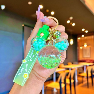Green Mickey Head Keychain with colored piece beads