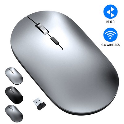 Ultra thin Wireless Bluetooth 5.0 + 2.4G Mouse 1600DPI USB Rechargeable PC Mouse