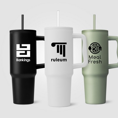 Polar Pro - 40 oz. Double-Wall Recycled Stainless Steel Tumbler with Straw - Silkscreen