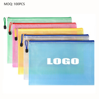 13 1/4"x9 1/2" Custom PVC Mesh Zipper Storage Pouch