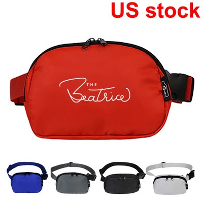 Cross body Fanny Pack 2 Zippers, Soft Fabric