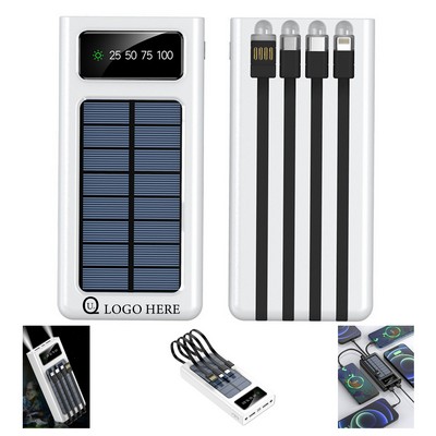 Solar Power Bank W/4 Built-In Cables