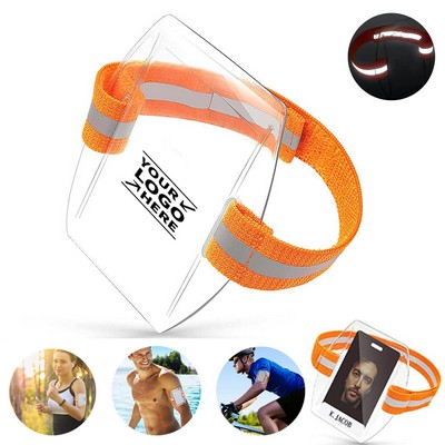 Adjustable Clear Arm Badge Holder W/ Reflective Strip