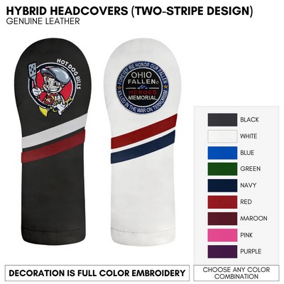 Genuine Leather Hybrid Golf Club Headcover Logo Embroidered