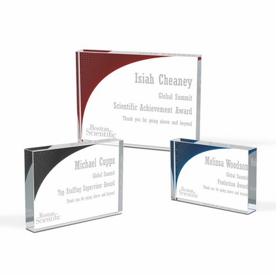 Optic Crystal Block Award with Hi-Tech Wave Background (3"x5"x1")