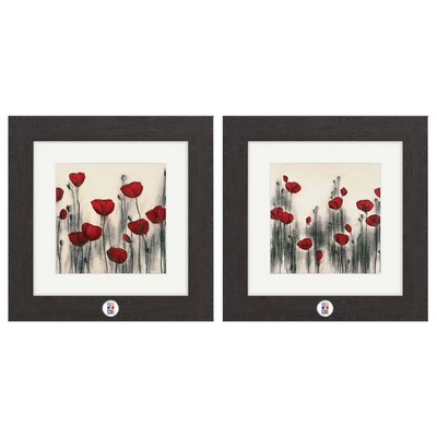 "Floral I and II" Art Print W/ Color Medallion