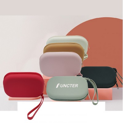 Multi Purpose Organizer Bag Portable Silicone Zippered Makeup Bag With Strap