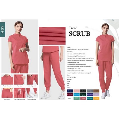 Scrub Top w/Mandarin