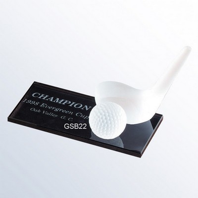 Frosted Clear Glass Golf Club Award