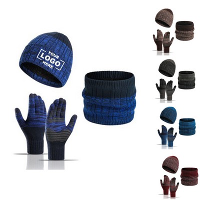 Cozy Acrylic Knit Beanie/Scarf/Gloves Set: Ultimate Winter Warmth with Style.