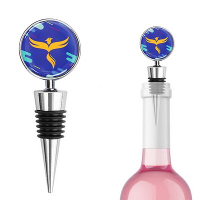 Big Round Resin Sticker Metal Wine Stopper