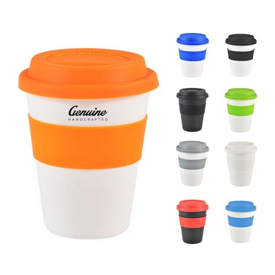 12oz Eco-friendly Coffee Cup with Silicone Lid and Insulated Band