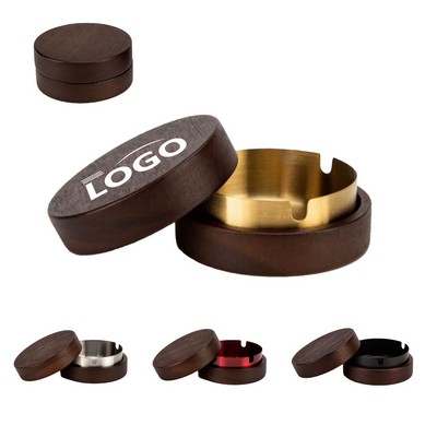 Solid Wood Stainless Steel Ashtray