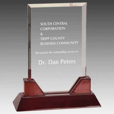 Rectangle Acrylic with Rosewood Piano Finish Base