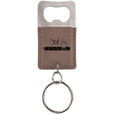 Rectangle Leatherette Bottle Opener Keychain