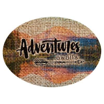 3.5" x 2.5" Oval Burlap Sublimatable Patch with Adhesive