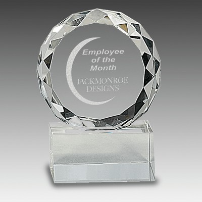 4" Round Facet Crystal on Clear Pedestal Base