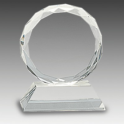 3" Round Facet Crystal on Clear Pedestal Base