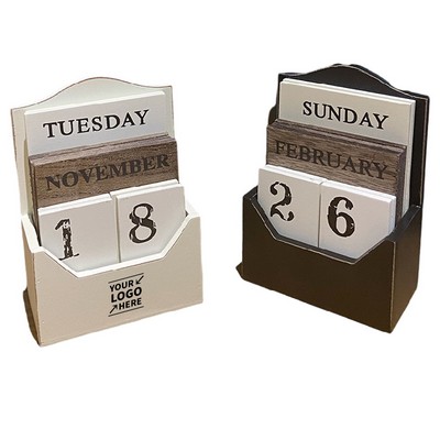 Wooden Perpetual Calendar Desktop Ornament