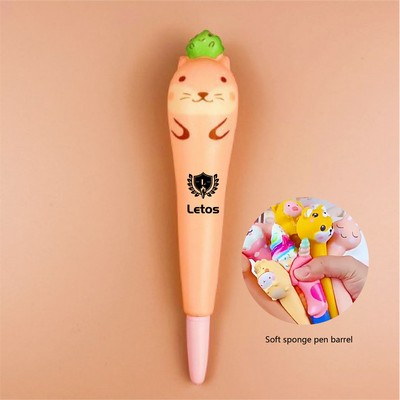 Sea Dog Stress Reliever Pen 2 In 1 Squeeze Toy Pen PU Foam Gel Ink Pen