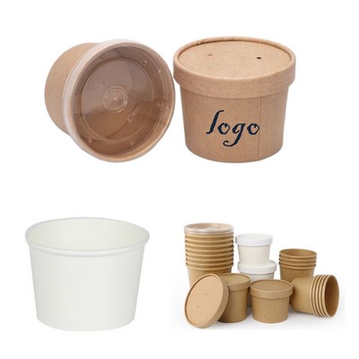 Disposable Round Kraft Soup Bowls Takeout Containers