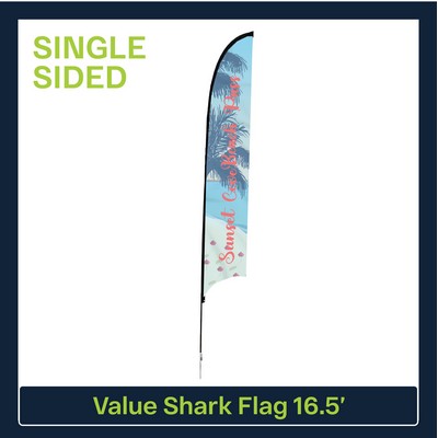 Value 16.5' Shark Flag - Single Sided w/Spike Base and Carry Bag