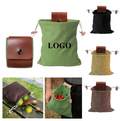Collapsible Drawstring Canvas Foraging Bag