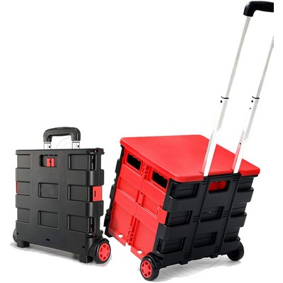 Collapsible Plastic Shopping Cart with Lid