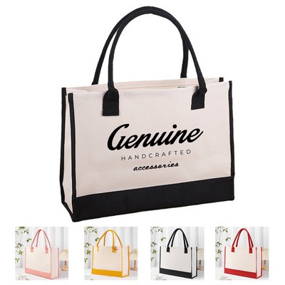 Monogrammed Canvas Tote Bag with Water-Resistant Lining