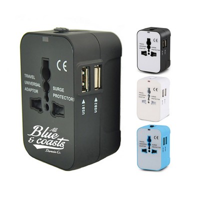 Worldwide Travel Adapter with 4 International Plugs & Dual USB Ports