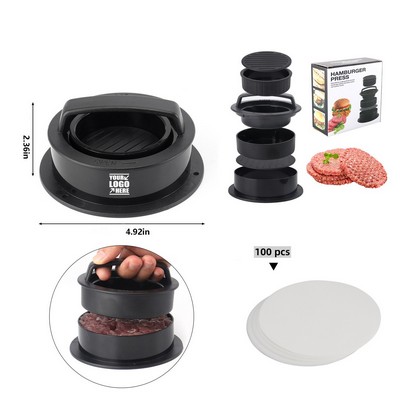 3 In 1 Hamburger Press With 100 Free Patty Sheets