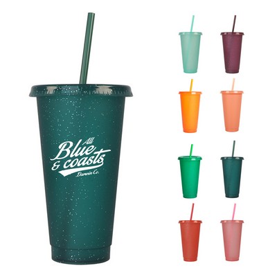 24OZ Reusable Colorful Insulated Tumbler with Straw
