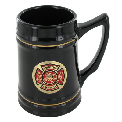 Black Ceramic Tankard Mug with 2" Fire Fighter Insert
