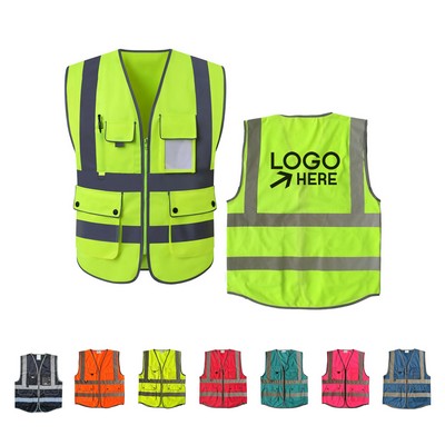 High Visibility Class 2 Vest with Pockets, ANSI - Compliant
