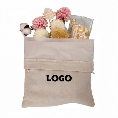 Reusable Linen Covered Food Grade Tpu Drawstring Bag