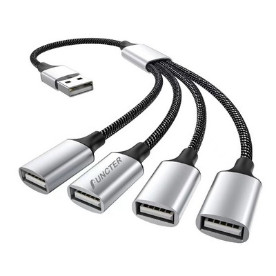 1 In 4 Out USB Splitter Cable Dual USB Ports Hub w/0.25 m Extension Cable